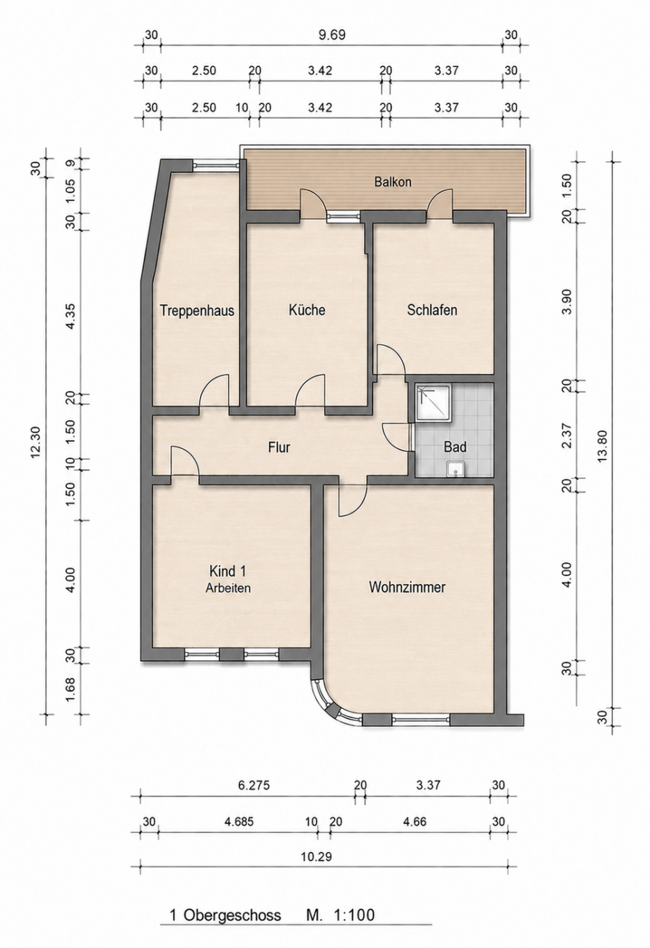 Grundriss Etagenwohnung Oberhausen